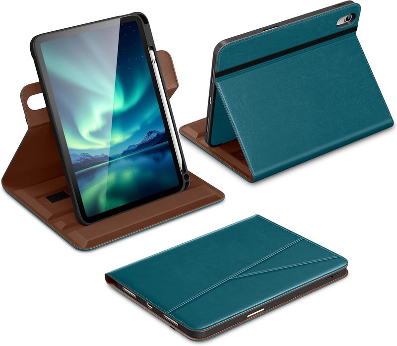 DTTO for iPad A16 Case, iPad 11th / 10th Generation Case (2025/2022), 360 Degree Rotating Premium Leather Folio Stand Cover with Pencil Holder, Light Blue - Image 1